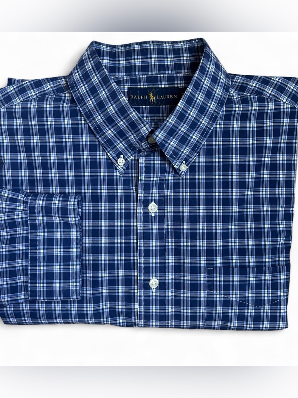 Ralph Lauren Blue Plaid Button-Down Shirt XL